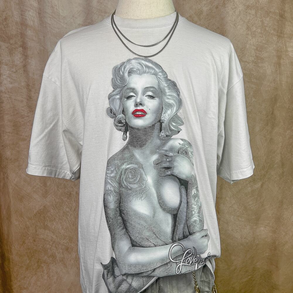 Vintage Y2K Marilyn Monroe Tattoo T-Shirt Short Sleeve Graphic Tee Streetwear
